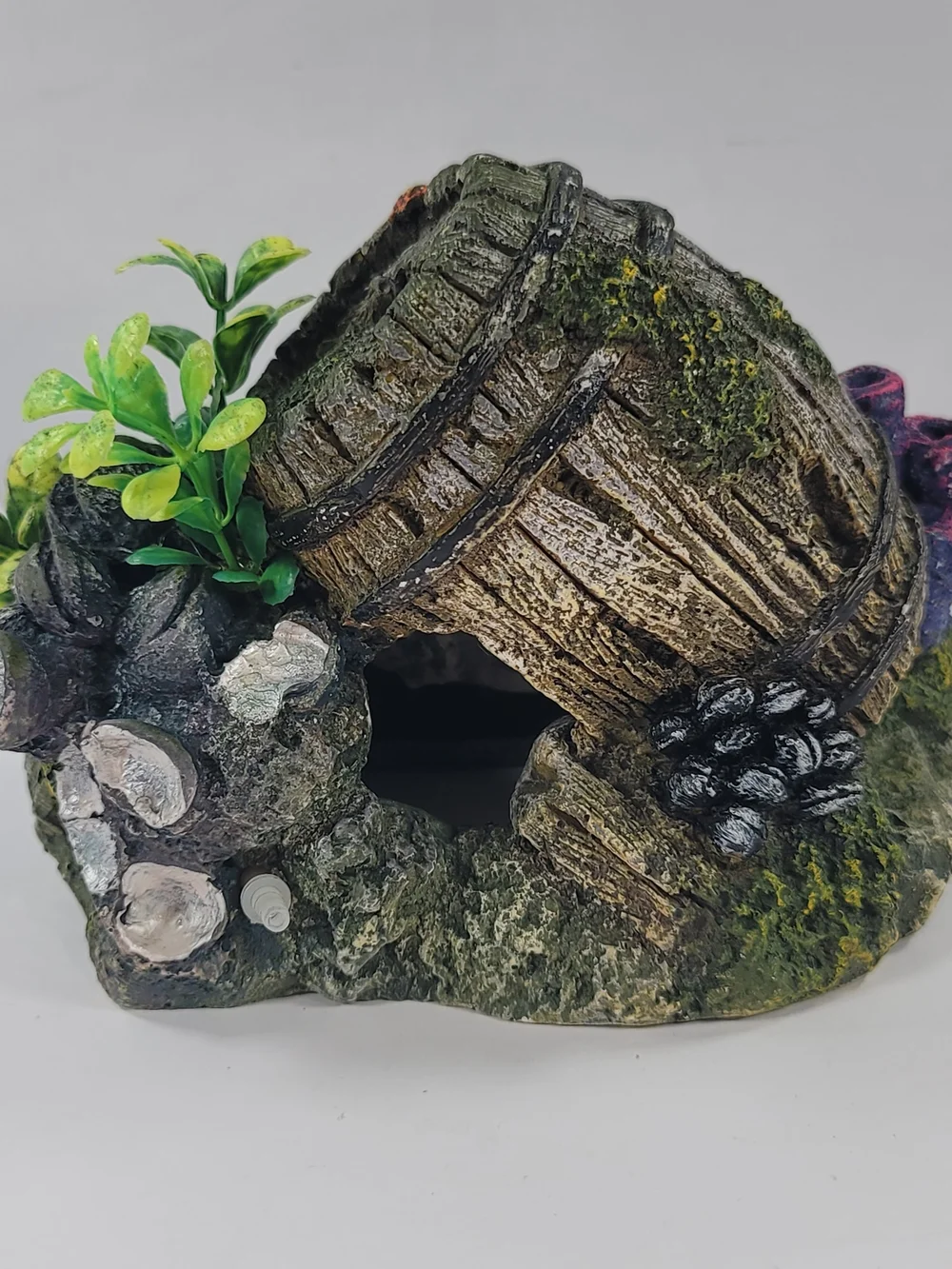 Top Fin Aquarium Decoration Fish Tank Resin Rock Barnacle Barrel Cave Ornament